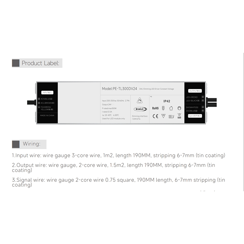 Gonilnik LED za zatemnitev DALI z močjo 250 W s stalnim tokom