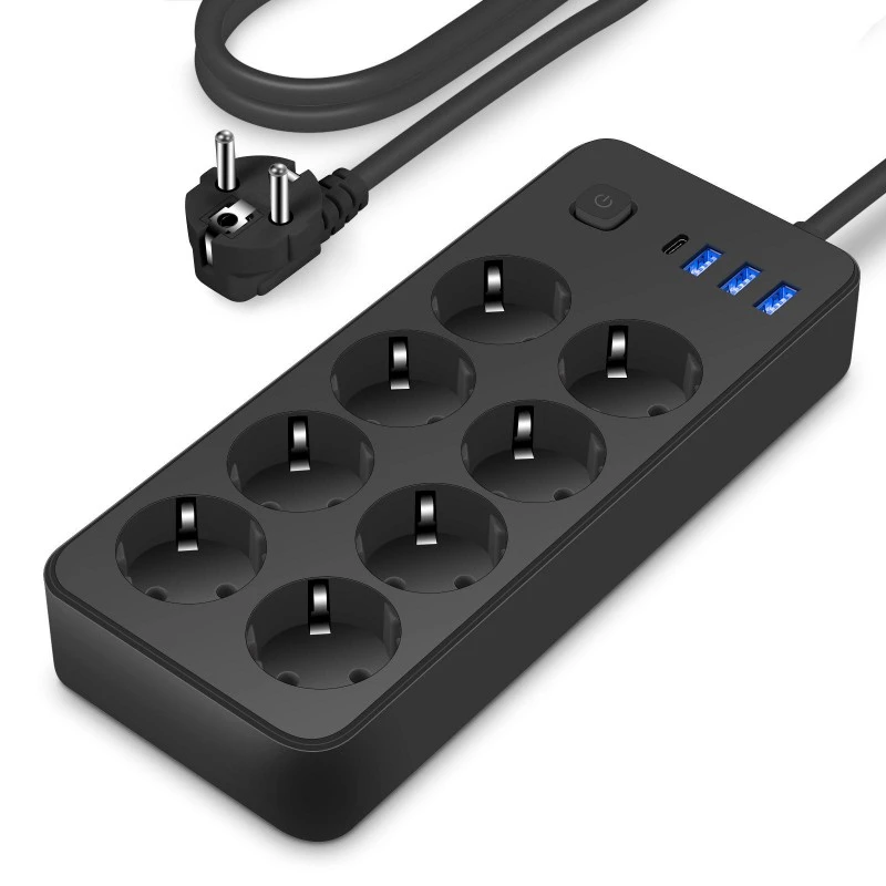 EU standardni napajalni razdelilnik 8 AC s 4 vrati USB